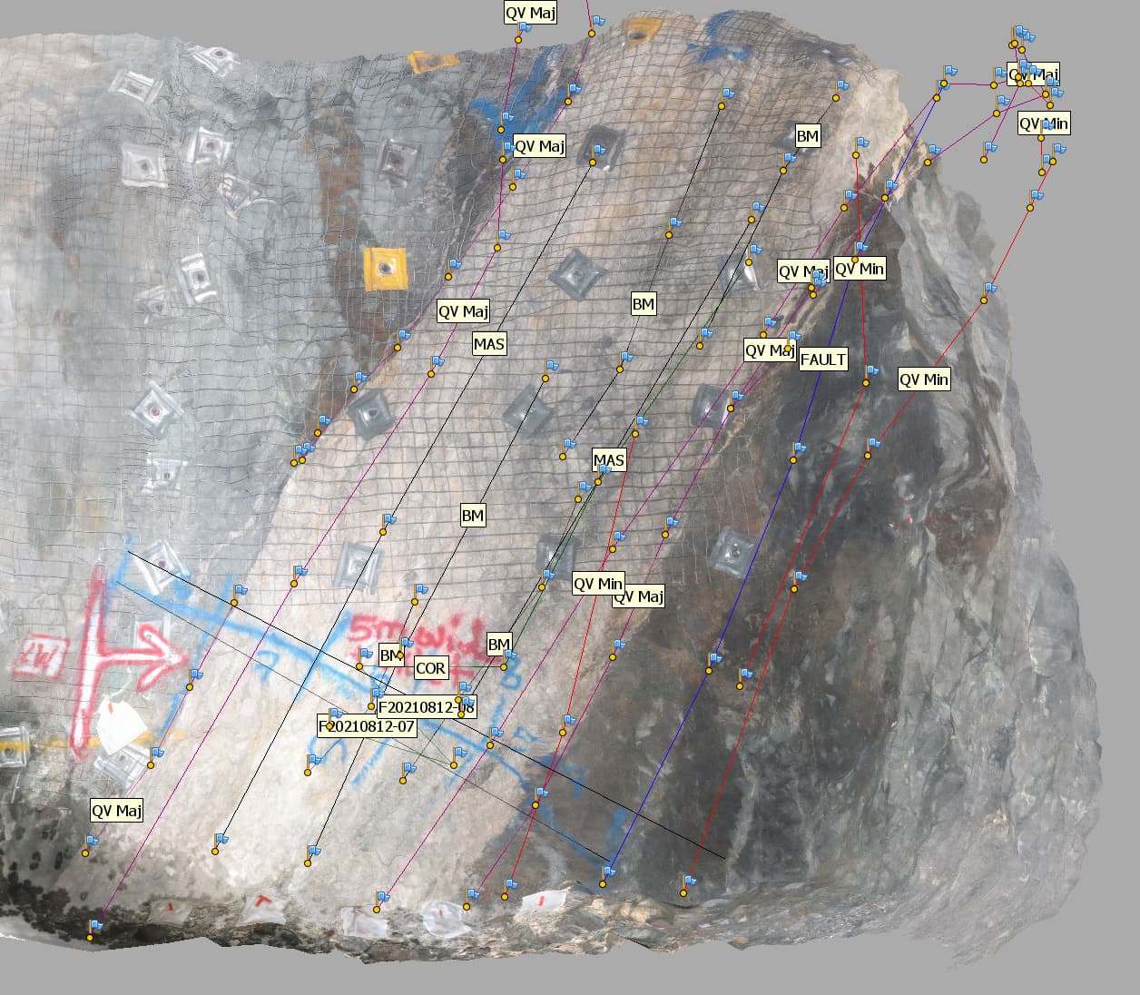 Underground face captured with 3D scanning technology